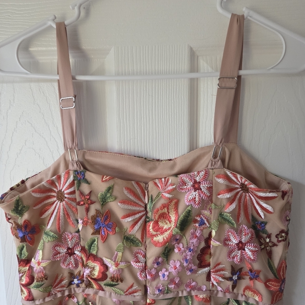 Sam Edelman Midi Dress Size 8 Floral Embroidered $158 Mermaid Boho - Picture 10 of 11